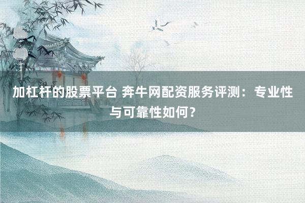 加杠杆的股票平台 奔牛网配资服务评测：专业性与可靠性如何？