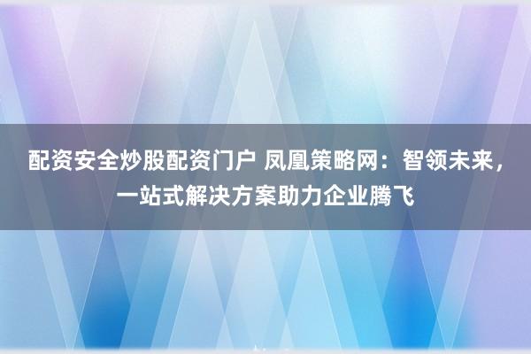 配资安全炒股配资门户 凤凰策略网：智领未来，一站式解决方案助力企业腾飞