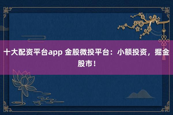 十大配资平台app 金股微投平台：小额投资，掘金股市！