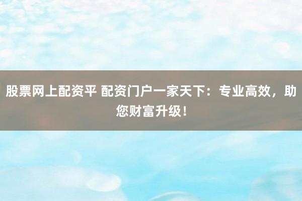 股票网上配资平 配资门户一家天下：专业高效，助您财富升级！