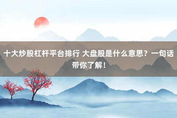 十大炒股杠杆平台排行 大盘股是什么意思?一句话带你了解!